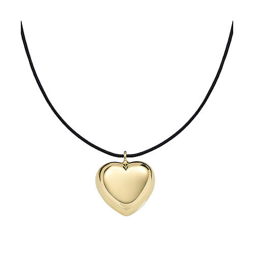 AMEN heart necklace black cord, gold-finished 925 silver 1