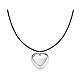 AMEN necklace of black rope with rhodium-plated 925 silver heart s1