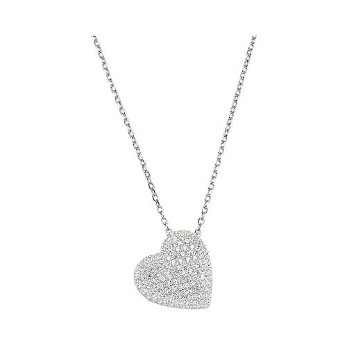 AMEN necklace with white rhinestone heart, 925 silver pendant 1