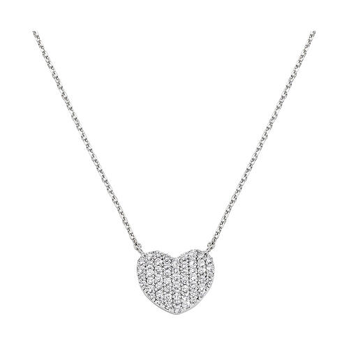 Collier coeur plat pavé zircons blancs 12 mm AMEN argent 925 1