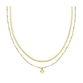 Double Heart Necklace Gold Tone AMEN 925 Sterling Silver