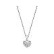 AMEN 925 Silver Heart Pendant Necklace with White Zircons s1