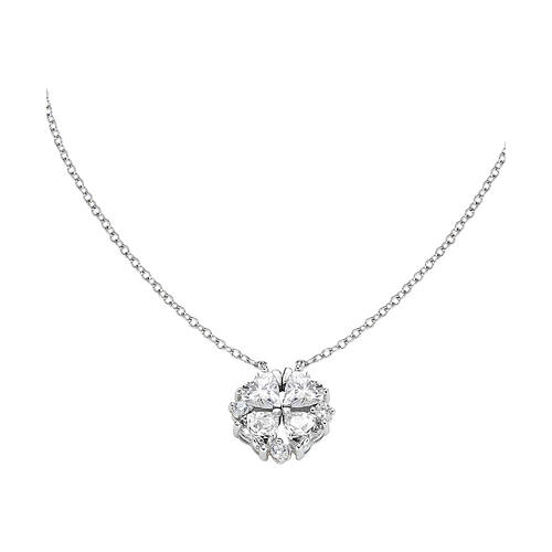 Collana quadricuore AMEN magnetico zirconi bianchi argento 925 2