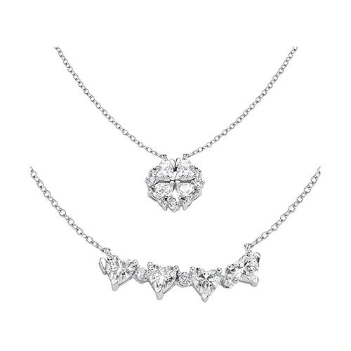 AMEN four-heart necklace with white zircons 925 silver 1