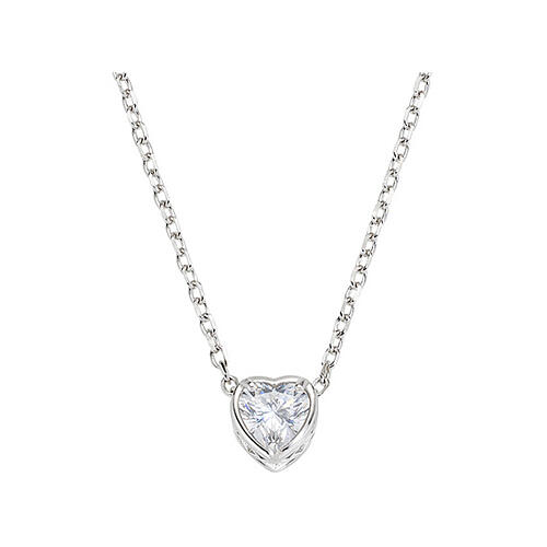 Collana solitario zircone bianco taglio cuore AMEN argento 925 1