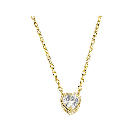 Collana zircone bianco a forma di cuore AMEN argento 925 dorato 1