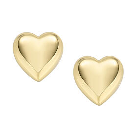 Heart Earrings AMEN 925 Silver Gilded Rounded 13 mm