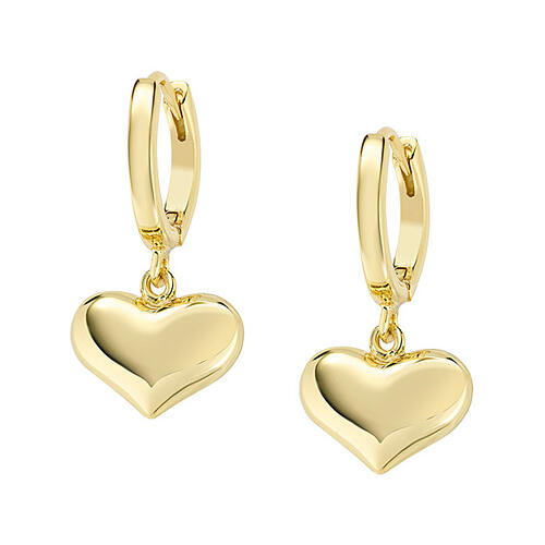 Boucles d'oreilles AMEN argent 925 dorées cœurs pendentifs 12 mm 2