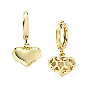 AMEN Hanging Hearts Earrings 925 Silver Gilded 12 mm
