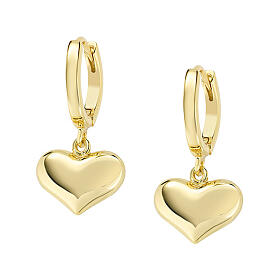 AMEN Hanging Hearts Earrings 925 Silver Gilded 12 mm