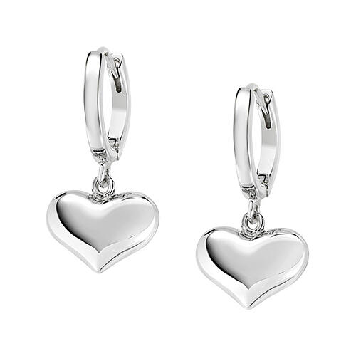 AMEN earrings of rhodium-plated 925 silver, 0.5 in heart-shaped pendants 2