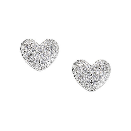 Orecchini AMEN cuore bombato zirconi bianchi argento 925 7x6 mm 1