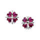 Boucles d'oreilles Amen trèfle à quatre cœurs magnétiques argent 925 zircons rouges et blancs s3
