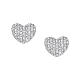 Flat heart earrings pave zircon 9 mm AMEN 925 silver s1
