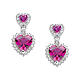 Orecchini doppio cuore zircone rosso AMEN argento 925 s1