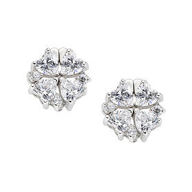 AMEN earrings Quadricuore with white magnetic rhinestones, 925 silver