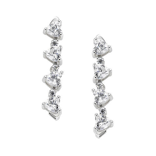 AMEN earrings Quadricuore with white magnetic rhinestones, 925 silver 3