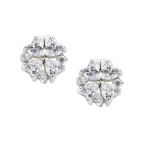 Boucles d'oreilles Quadricuore AMEN zircons blancs magnétiques argent 2