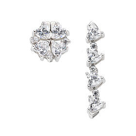 Magnetic White Zircon Heart Earrings in Silver AMEN