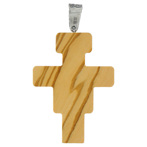 Croce San Damiano argento 925 legno ulivo 8x6 cm 3