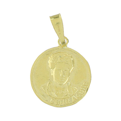 Medaglia Carlo Acutis 1,5 cm argento 925 bagno oro 1