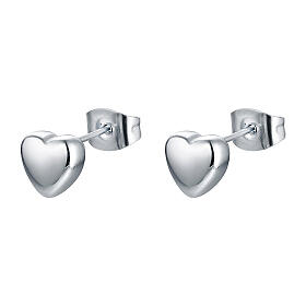 Stainless steel small domed heart-shaped earrings