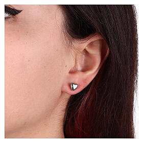 Stainless steel small domed heart-shaped earrings