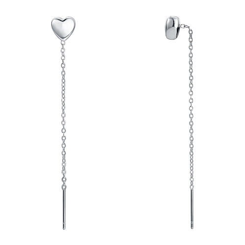 Orecchini saliscendi cuore bombato acciaio inox 1