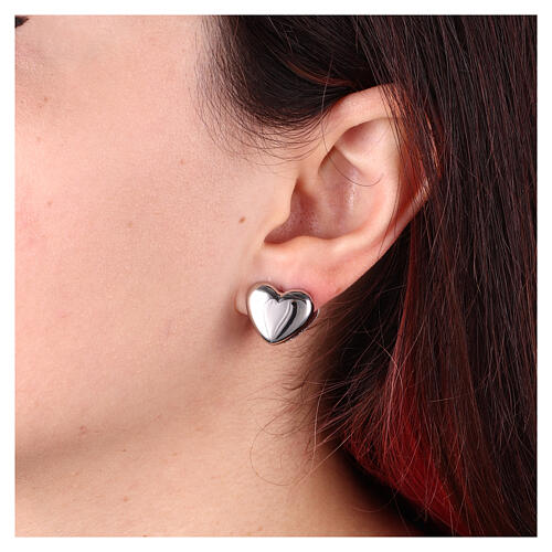 Pendientes corazón clip acero inoxidable 2