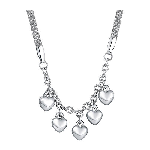 Collana maglia 5 cuori acciaio inox 1