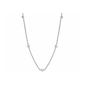 Necklace with five stainless steel heart charms