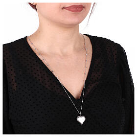 Collana catena pallini cuore pendente acciaio inox
