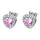 Stainless Steel Pink Zircon Heart Earrings s1