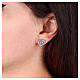 Stainless Steel Pink Zircon Heart Earrings s2