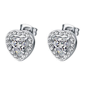 Orecchini zirconi cuore bianco acciaio inox