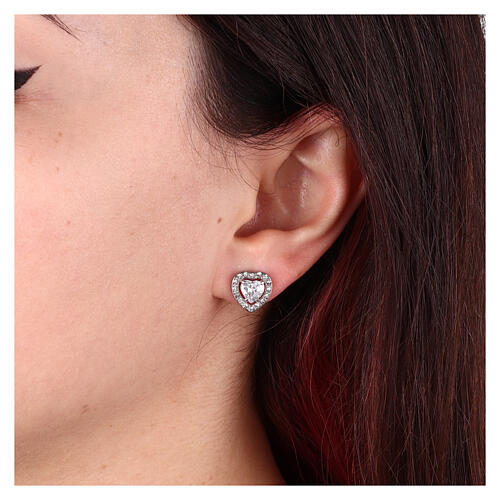 Orecchini zirconi cuore bianco acciaio inox 2