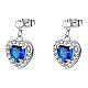 Blue heart pendant earrings with stainless steel and zirconia s1