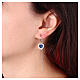 Boucles d'oreilles coulissantes cœur bleu acier inoxydable s2