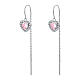 Orecchini saliscendi pendente cuore rosa acciaio inox s1