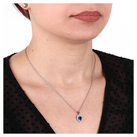 Collana cuore cristallo blu zirconi acciaio inox
