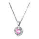Collana cuore cristallo rosa zirconi acciaio inox s1