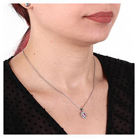Pink crystal heart necklace stainless steel zircons