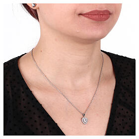 White Crystal Heart Zircon Stainless Steel Necklace