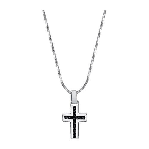 Schlanke Kreuzkette aus Karbonfaser und Edelstahl 1