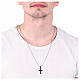 Thin cross necklace with carbon fiber and stainless steel s2