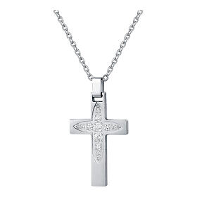 Collana croce cristalli bianchi acciaio inox
