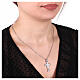 White crystal cross necklace stainless steel s2