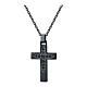 Black cross necklace with black crystals stainless steel s1