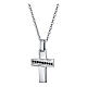 Necklace with small cross pendant and black crystals, stainless steel s1