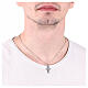 Collana con mini croce e cristalli neri acciaio inox s2